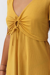 Vestido Frunce Con Manga Punto Granito